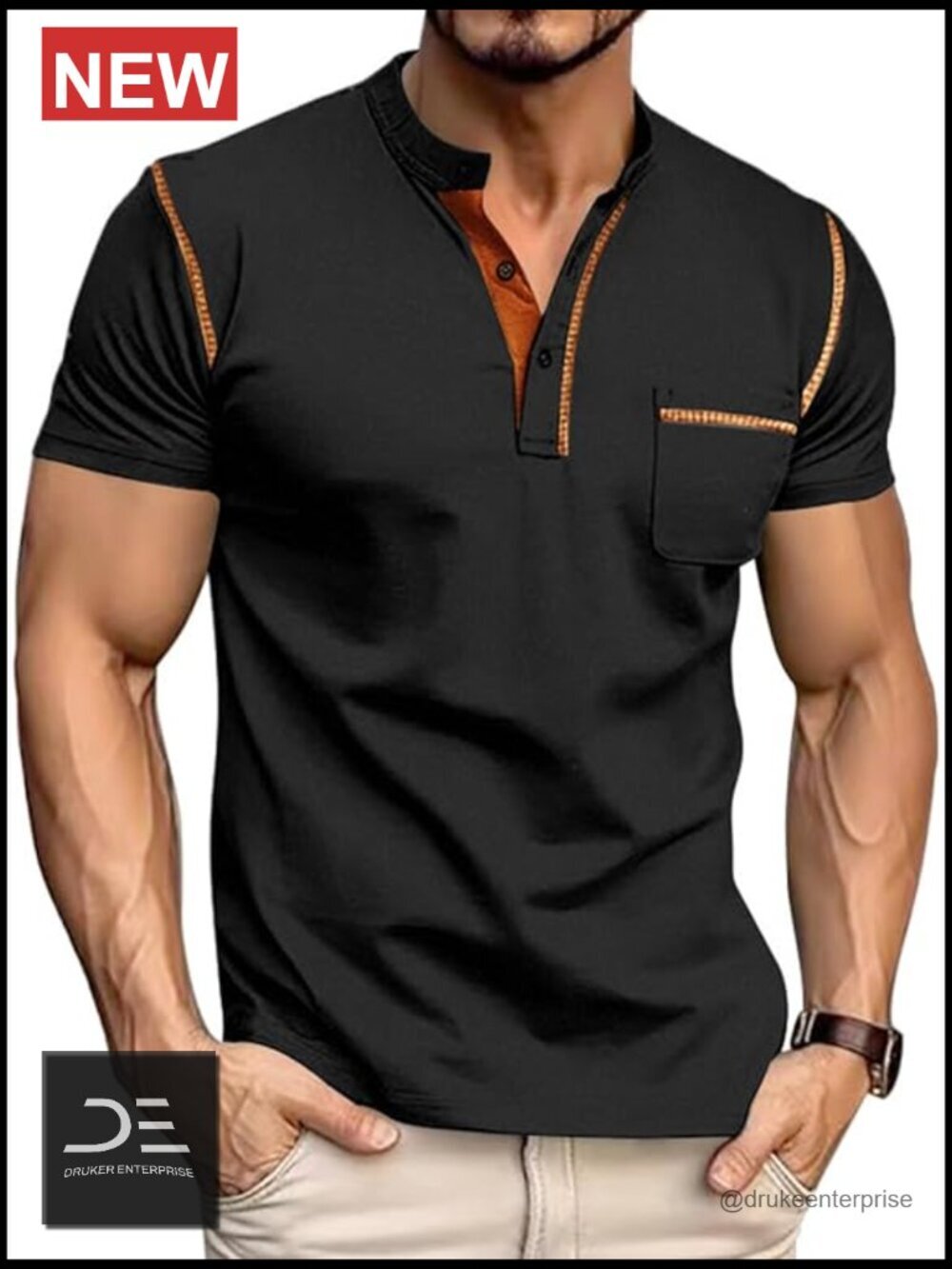 Short Sleeve Henley Shirt Casual Pullover Lightweight Tee with Button